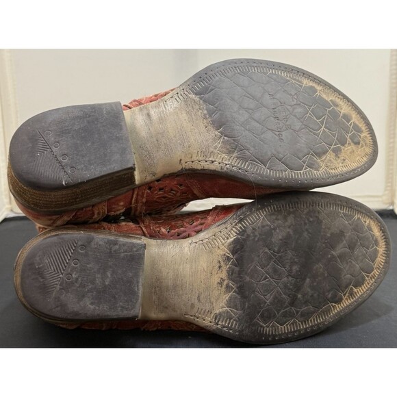 Circle G‎ Corral Western Leather Bootie 8 Distressed Cut Out Cowgirl Ankle Boots - Picture 6 of 7